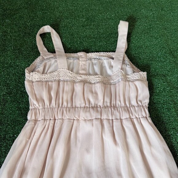 Mudd Babydoll Mini Dress Fairycore Chiffon Laces Beige Sleeveless Size M 90s Y2K - Picture 10 of 10